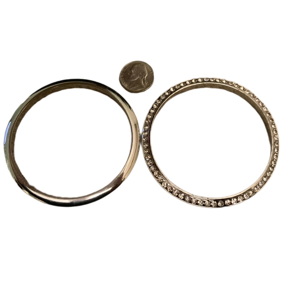 Set of Two Silver Bangle Bracelets